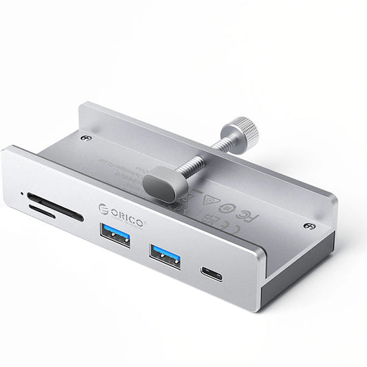 Hub USB-C Orico MH5PC Clamp, 2 x USB-A 3.2 - 1 x USB-C - 1 x SD - 1 x microSD, Argento