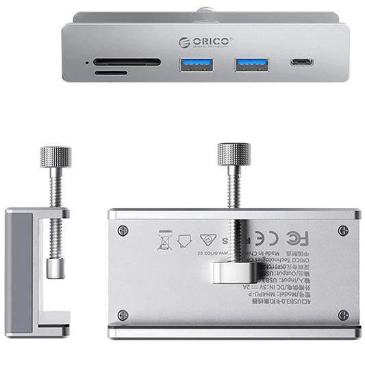 Hub USB-C Orico MH5PC Clamp, 2 x USB-A 3.2 - 1 x USB-C - 1 x SD - 1 x microSD, Argento