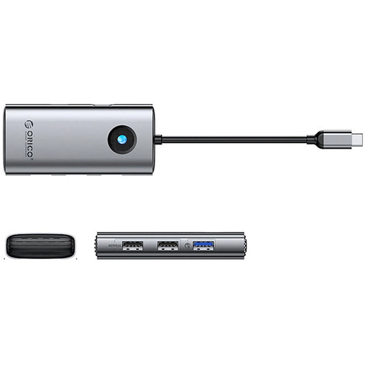 Hub USB-C Orico PW11-5P, 1 x USB-A 3.0 - 2 x USB-A - 1 x USB-C - 1 x HDMI, Grigio