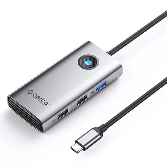 Hub USB-C Orico PW11-5P, 1 x USB-A 3.0 - 2 x USB-A - 1 x USB-C - 1 x HDMI, Grigio