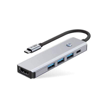 Hub USB-C Tech-Protect HB01, 1 x USB-A 3.0 - 2 x USB-A - 1 x USB-C - 1 x HDMI, Grigio