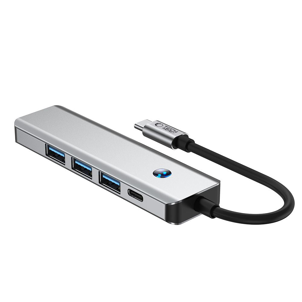 Hub USB-C Tech-Protect HB01, 1 x USB-A 3.0 - 2 x USB-A - 1 x USB-C - 1 x HDMI, Grigio
