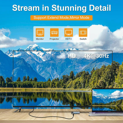 Hub USB-C Techsuit H1 NetBridge, 5in1, Grigio