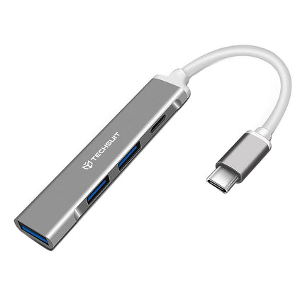 Hub USB-C Techsuit H18 PolarisBridge, 4in1, Grigio Bianco