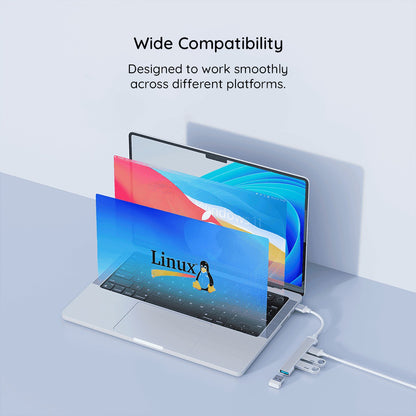 Hub USB-C Techsuit H18 PolarisBridge, 4in1, Grigio Bianco