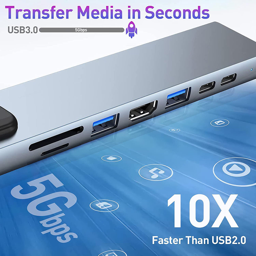 Techsuit H2 NetBridge USB-C Hub, 8in1, Gray