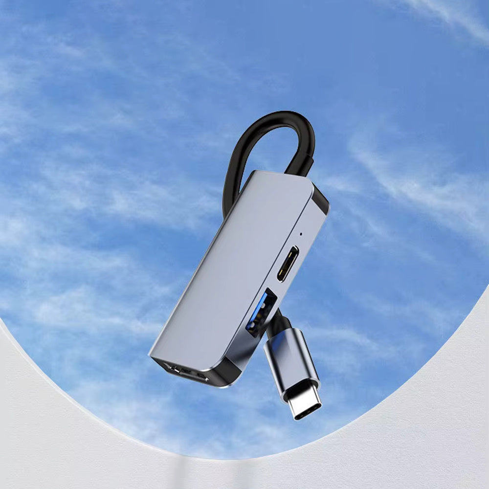 Hub USB-C Techsuit H4 TurboChargeX, 3in1, Grigio