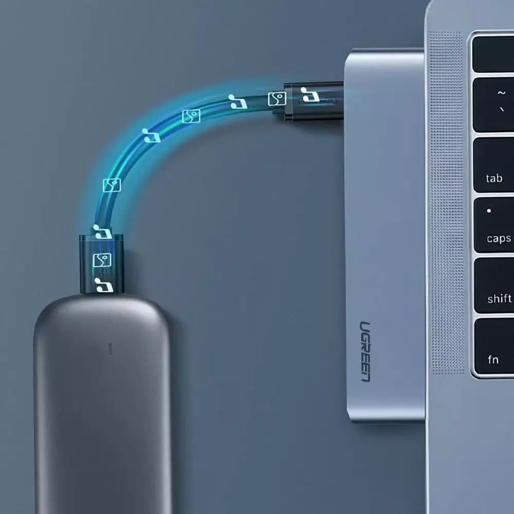 Hub USB-C UGREEN CM251 per Apple MacBook Pro / Air, 3 x USB-A 3.0 - 1 x USB-C - 1 x SD - 1 x microSD, Grigio