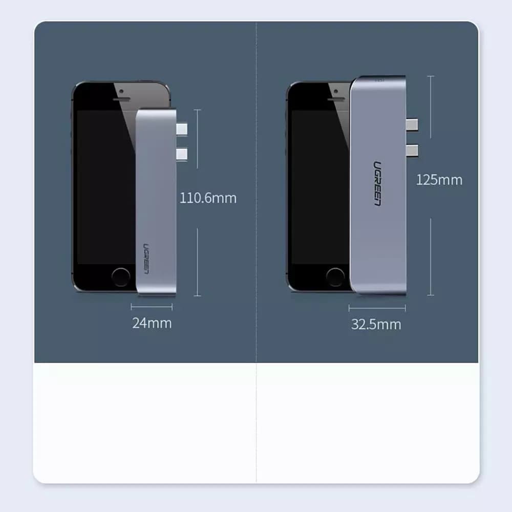 Hub USB-C UGREEN CM251 per Apple MacBook Pro / Air, 3 x USB-A 3.0 - 1 x USB-C - 1 x SD - 1 x microSD, Grigio