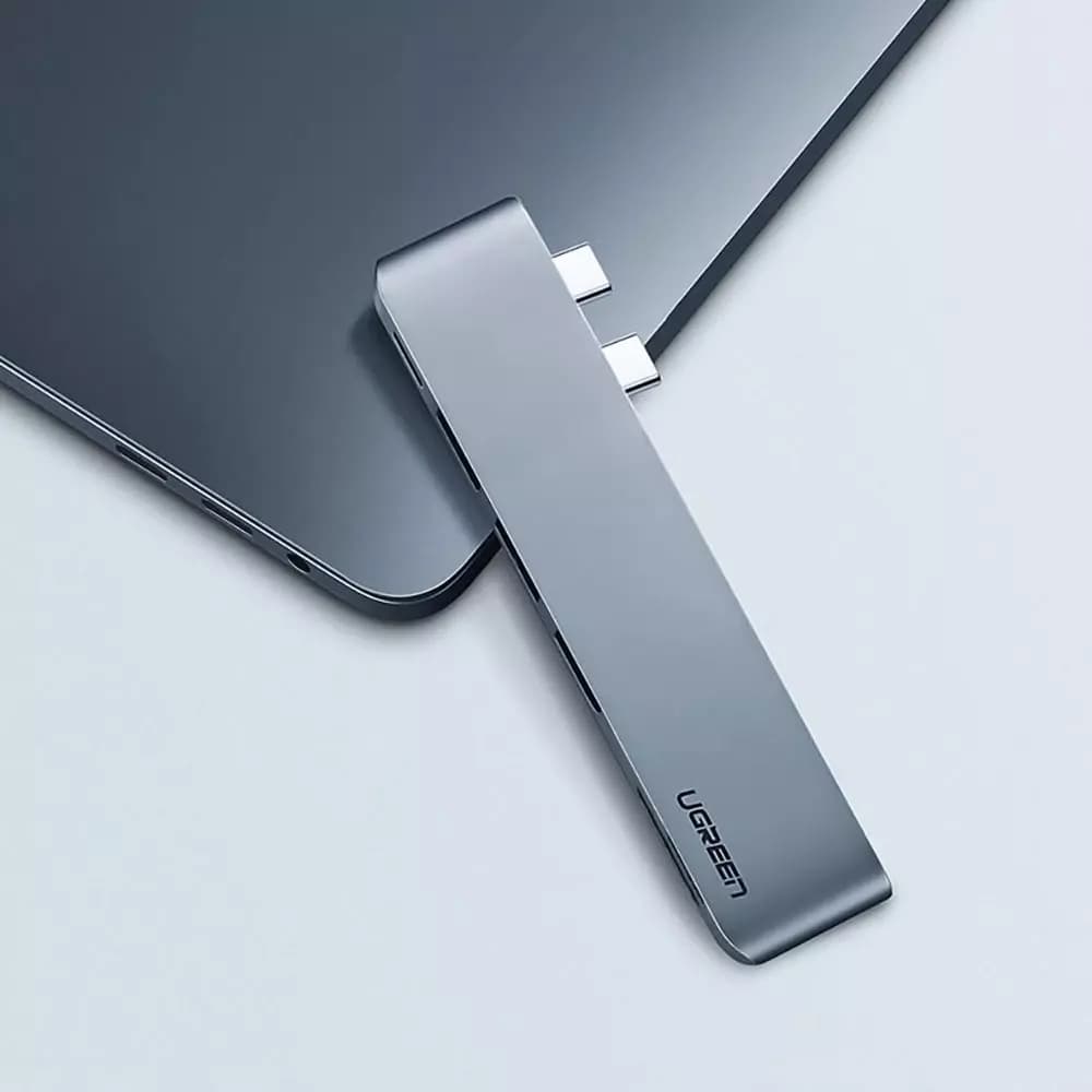 Hub USB-C UGREEN CM251 per Apple MacBook Pro / Air, 3 x USB-A 3.0 - 1 x USB-C - 1 x SD - 1 x microSD, Grigio