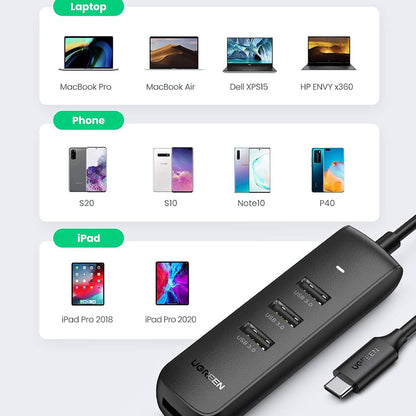 Hub USB-C UGREEN CM416 (10916), 4 x USB-A 3.0, Nero