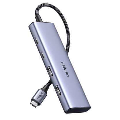 Hub USB-C UGREEN CM473, 2 x USB-A 3.0 - 2 x USB-C, 0,20 cm, Grigio