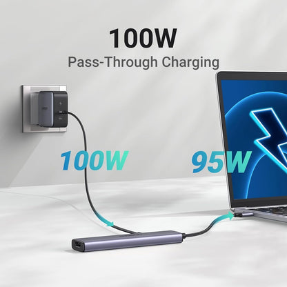 Hub USB-C UGREEN CM478, 1 x USB-A 3.0 - 2 x USB-A - 1 x USB-C - 1 x HDMI, Grigio