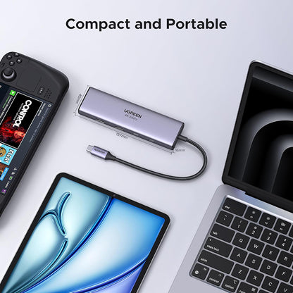 Hub USB-C UGREEN CM498 (15375), 2 x USB-A - 3 x USB-C - 1 x HDMI - 1 x RJ45 - 1 x SD - 1 x microSD, Grigio