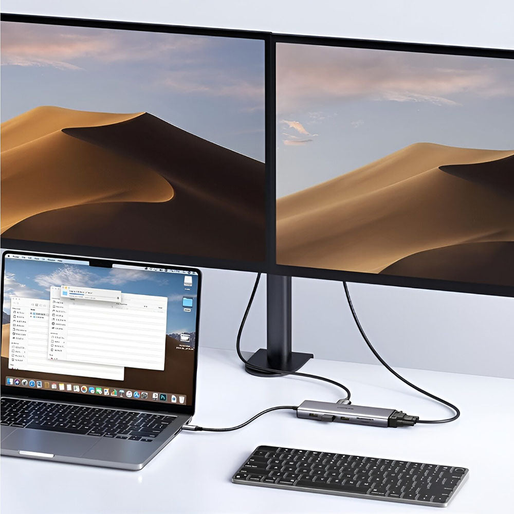 Hub USB-C UGREEN CM498 (15600), 3 x USB-A 3.0 - 1 x USB-C - 1 x HDMI - 1 x VGA - 1 x RJ45 - 1 x SD - 1 x microSD, Grigio