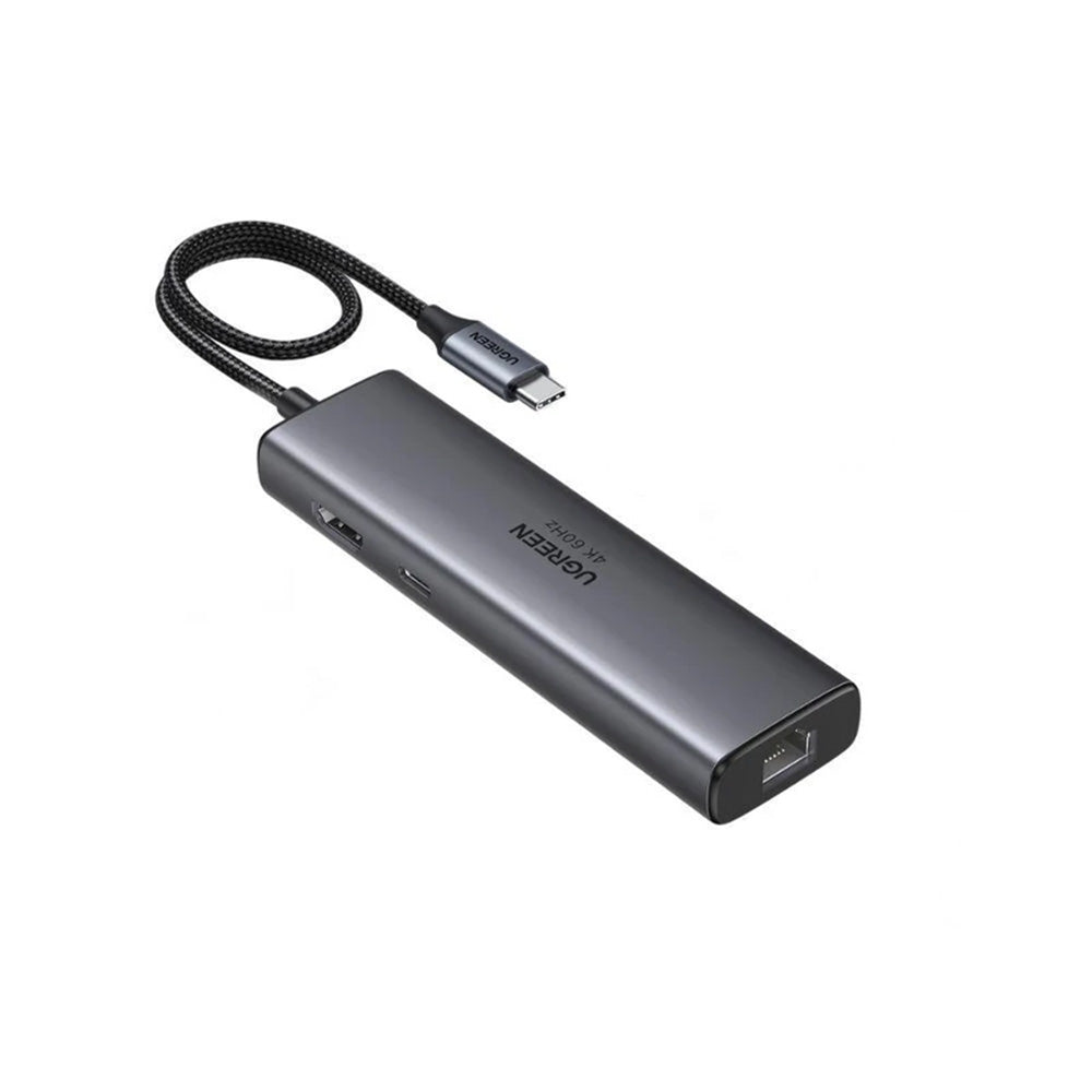 Hub USB-C UGREEN CM512 (45000), 2 x USB-A 3.2 - 2 x USB-C - 1 X HDMI - 1 x RJ45, Grigio