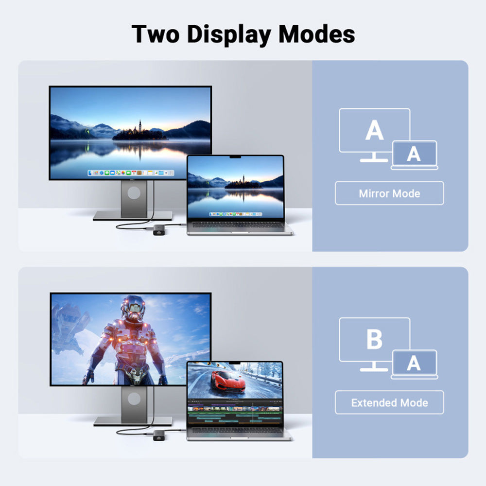 Hub USB-C UGREEN CM512 (45000), 2 x USB-A 3.2 - 2 x USB-C - 1 X HDMI - 1 x RJ45, Grigio