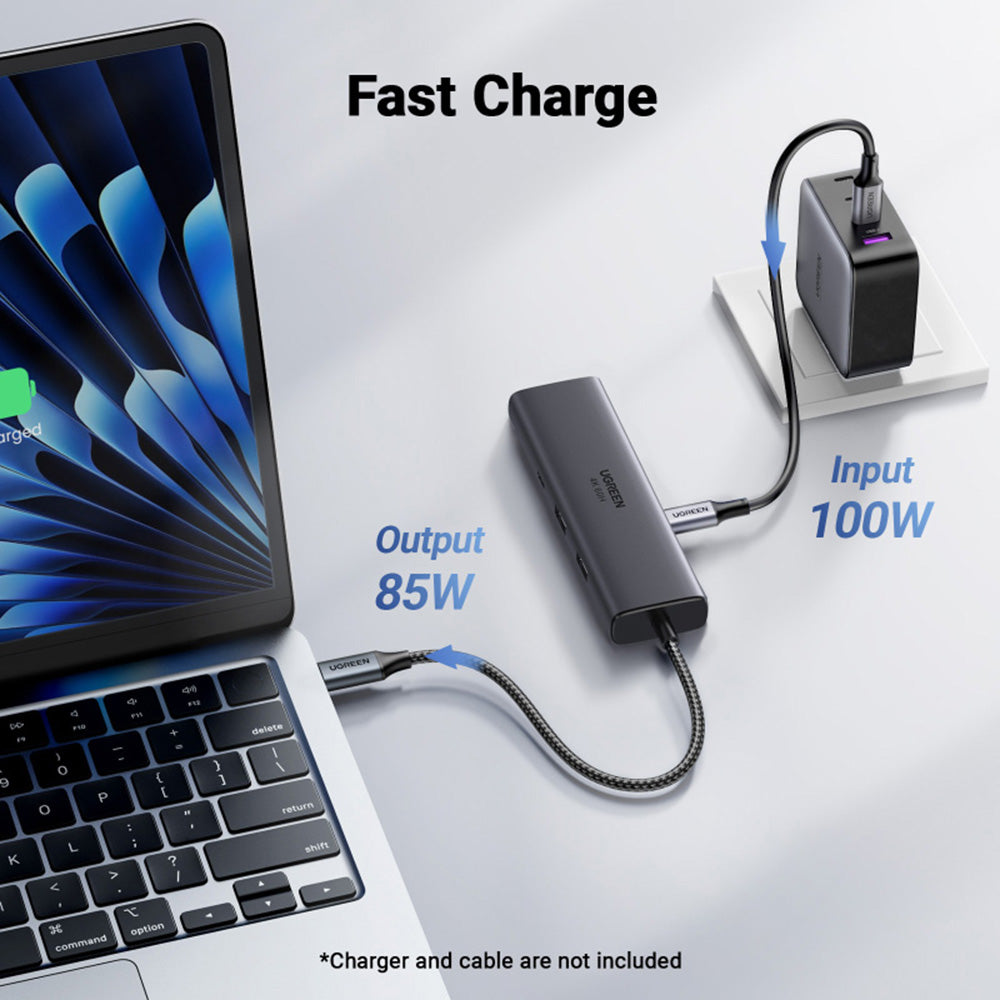 Hub USB-C UGREEN CM512 (45000), 2 x USB-A 3.2 - 2 x USB-C - 1 X HDMI - 1 x RJ45, Grigio