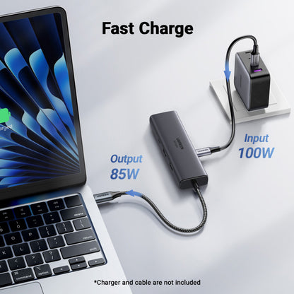 Hub USB-C UGREEN CM512 (45000), 2 x USB-A 3.2 - 2 x USB-C - 1 X HDMI - 1 x RJ45, Grigio