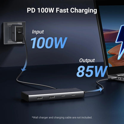 Hub USB-C UGREEN Revodok 308 CM639, 2 x USB-A 3.2 - 3 x USB-C - 1 x Display Port - 2 x HDMI, Grigio