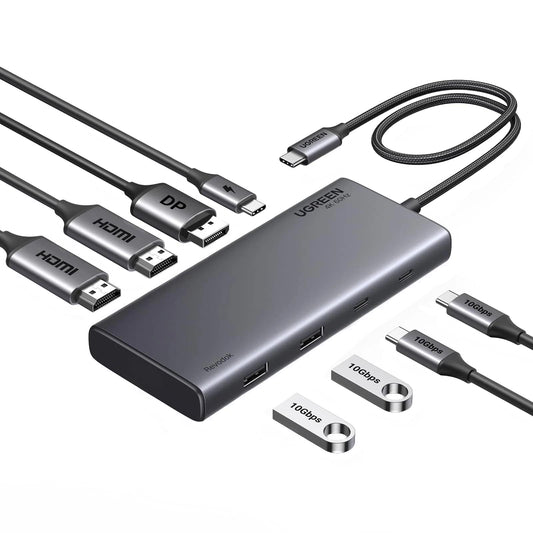 Hub USB-C UGREEN Revodok 308 CM639, 2 x USB-A 3.2 - 3 x USB-C - 1 x Display Port - 2 x HDMI, Grigio