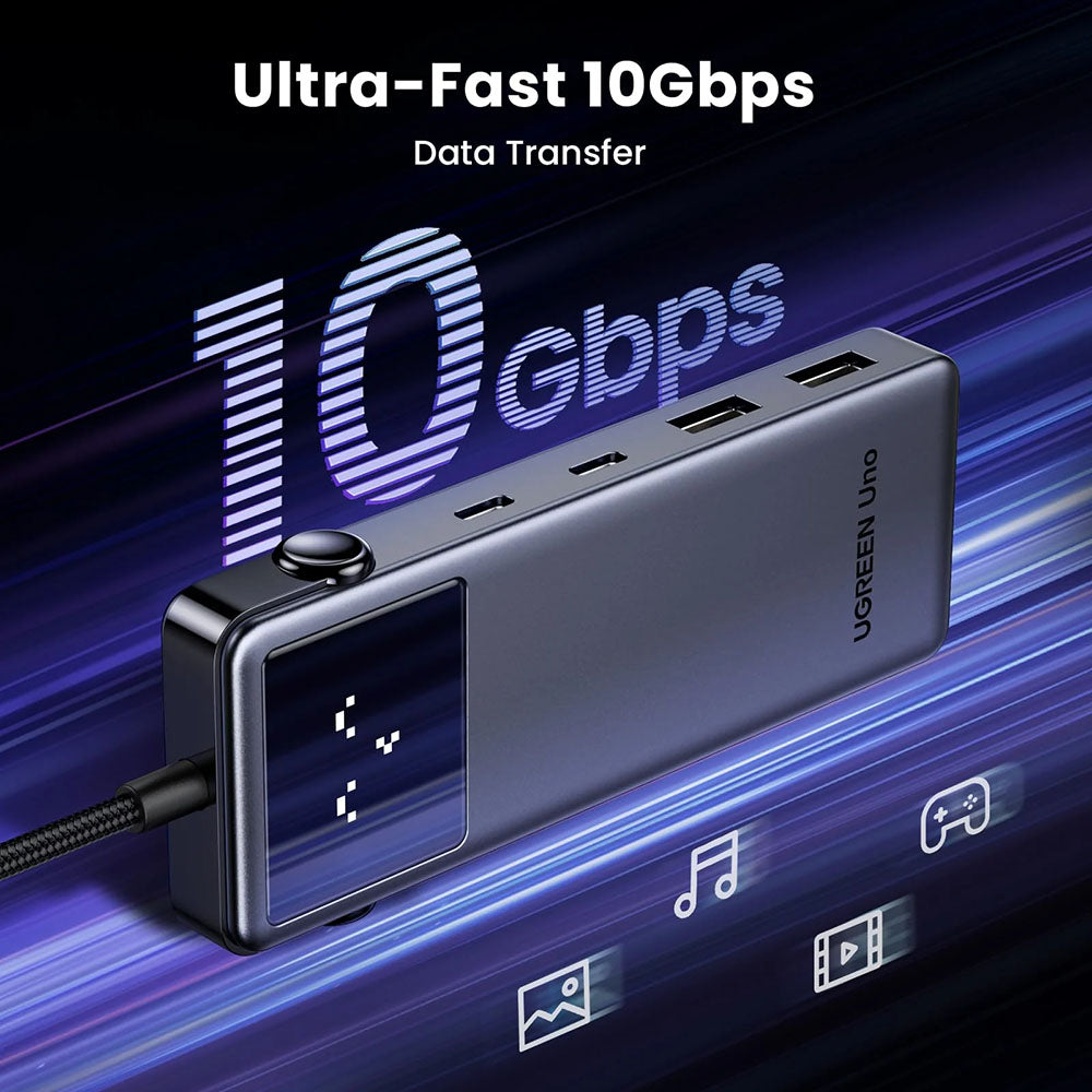 Hub USB-C UGREEN Uno (75177), 2 x USB-A 3.2 - 3 x USB-C - 1 x HDMI, Grigio