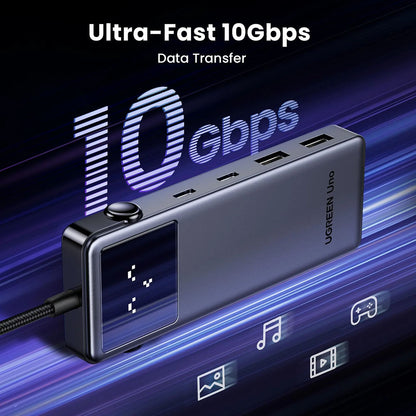 Hub USB-C UGREEN Uno (75177), 2 x USB-A 3.2 - 3 x USB-C - 1 x HDMI, Grigio