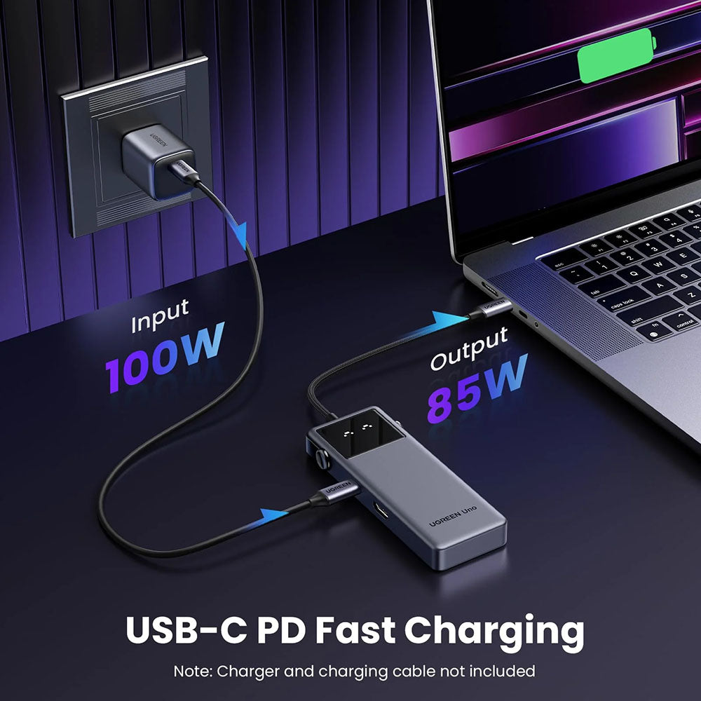 Hub USB-C UGREEN Uno (75177), 2 x USB-A 3.2 - 3 x USB-C - 1 x HDMI, Grigio