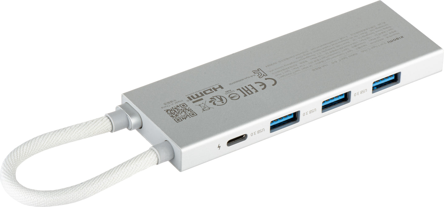 Xiaomi USB-C Hub, 3 x USB-A 3.0 - 1 x USB-C - 1 x HDMI, White BHR8804GL