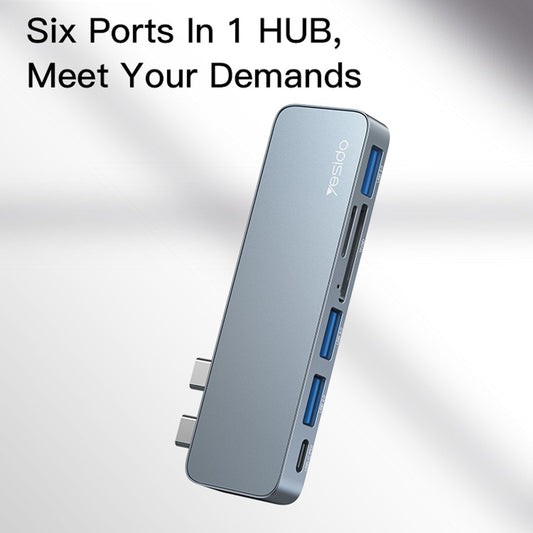 Hub USB-C Yesido HB10 per Apple MacBook Pro / Air, 6in1, Grigio