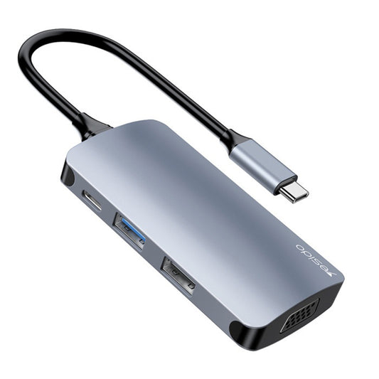 Hub USB-C Yesido HB16, 7in1, Grigio