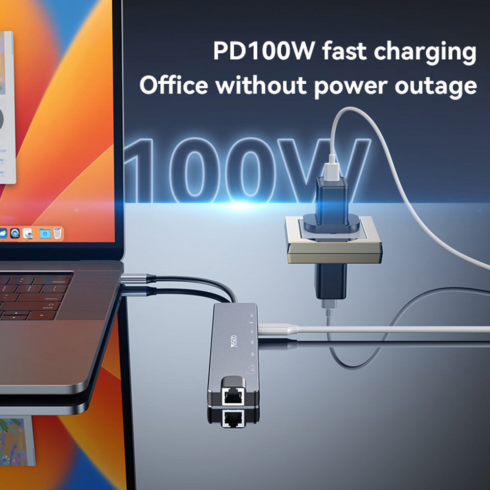 Yesido HB27 USB-C Hub, 8in1, Gray