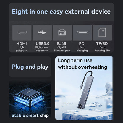 Yesido HB27 USB-C Hub, 8in1, Gray