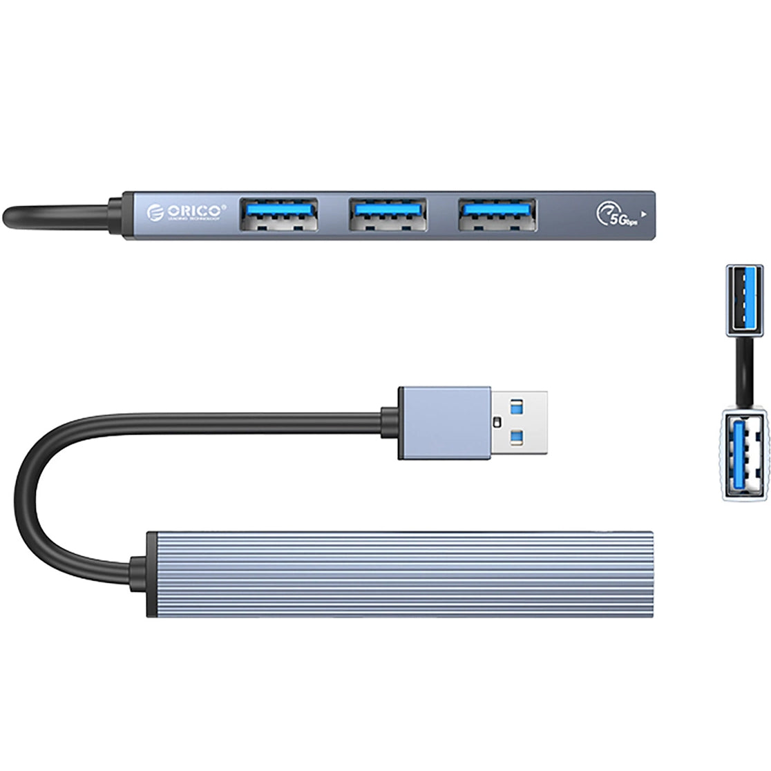 Hub USB Orico AH-A13, 1 x USB-A 3.0 - 3 x USB-A, Grigio