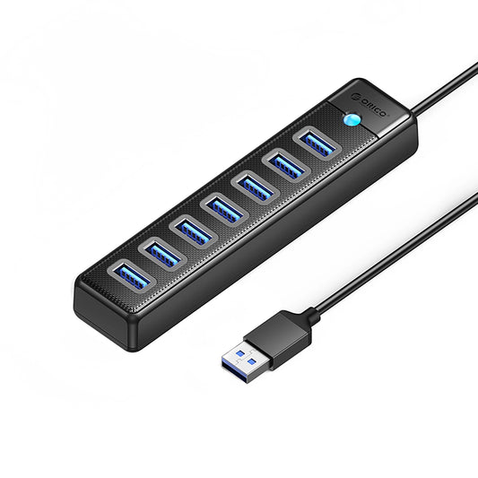 Hub USB Orico PW7U-U3, 7 x USB-A 3.0 - 1 x USB-C, Nero