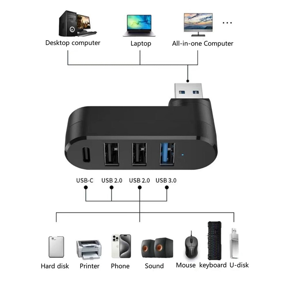 Hub USB Techsuit H17 SplitterNode, 4in1, Nero