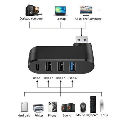 Hub USB Techsuit H17 SplitterNode, 4in1, Nero