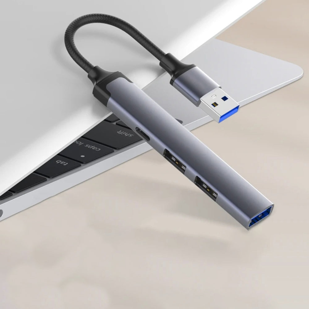 Hub USB Techsuit H19 PolarisBridge, 4in1, Grigio Bianco