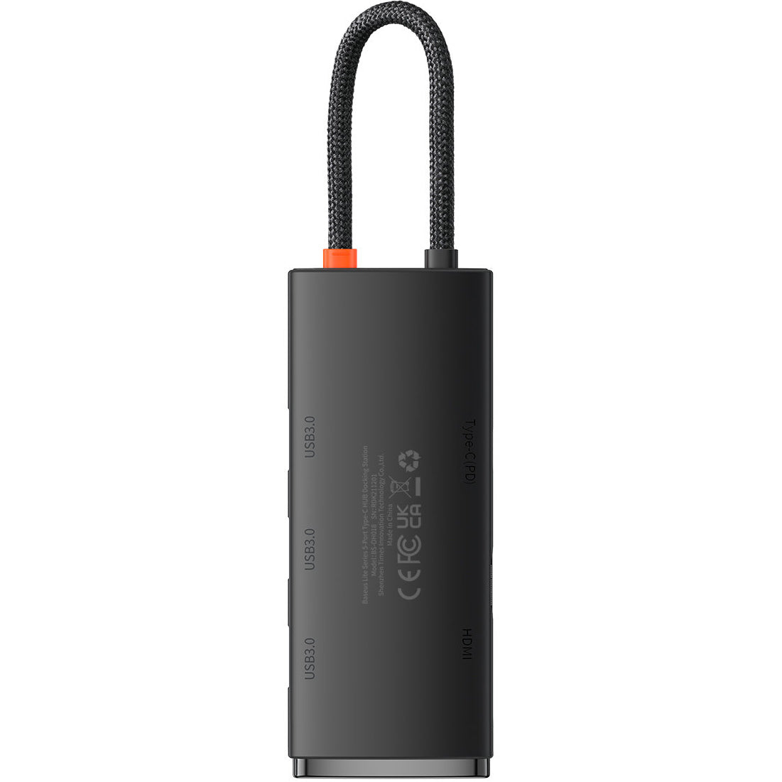 Hub USB-C Baseus Lite, 3 X USB-A 3.0 - USB-C - HDMI, Nero WKQX040001