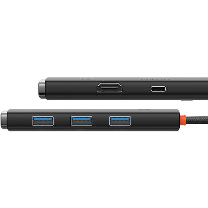 Hub USB-C Baseus Lite, 3 X USB-A 3.0 - USB-C - HDMI, Nero WKQX040001