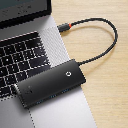 Hub USB-C Baseus Lite, 3 X USB-A 3.0 - USB-C - HDMI, Nero WKQX040001
