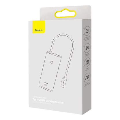 Hub USB-C Baseus Lite, 3 X USB-A 3.0 - USB-C - HDMI, Nero WKQX040001