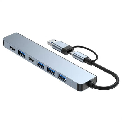 Hub USB / USB-C Techsuit H6 DataBridge, 7in1, Grigio
