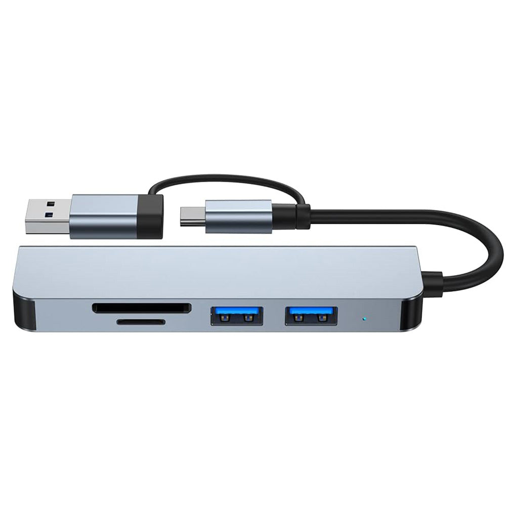 Hub USB / USB-C Techsuit H7 DataBridge, 5in1, Grigio