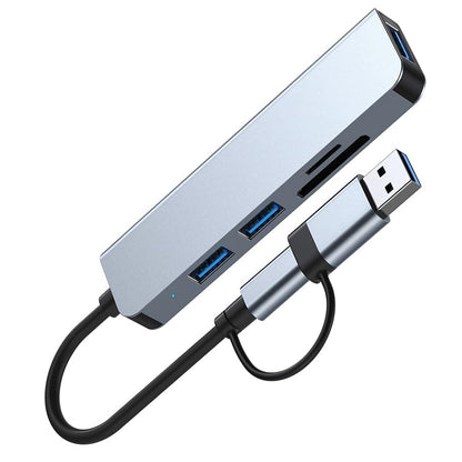 Hub USB / USB-C Techsuit H7 DataBridge, 5in1, Grigio