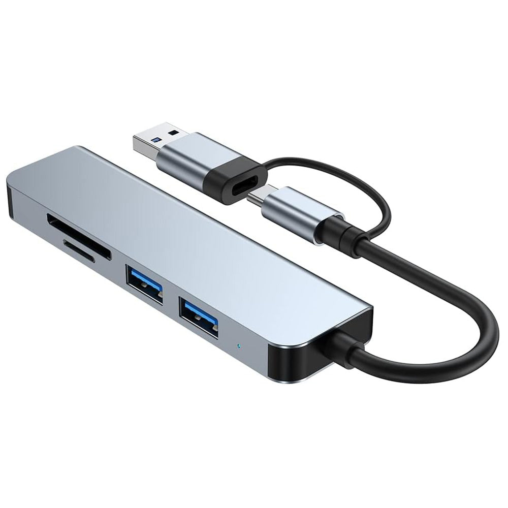 Hub USB / USB-C Techsuit H7 DataBridge, 5in1, Grigio
