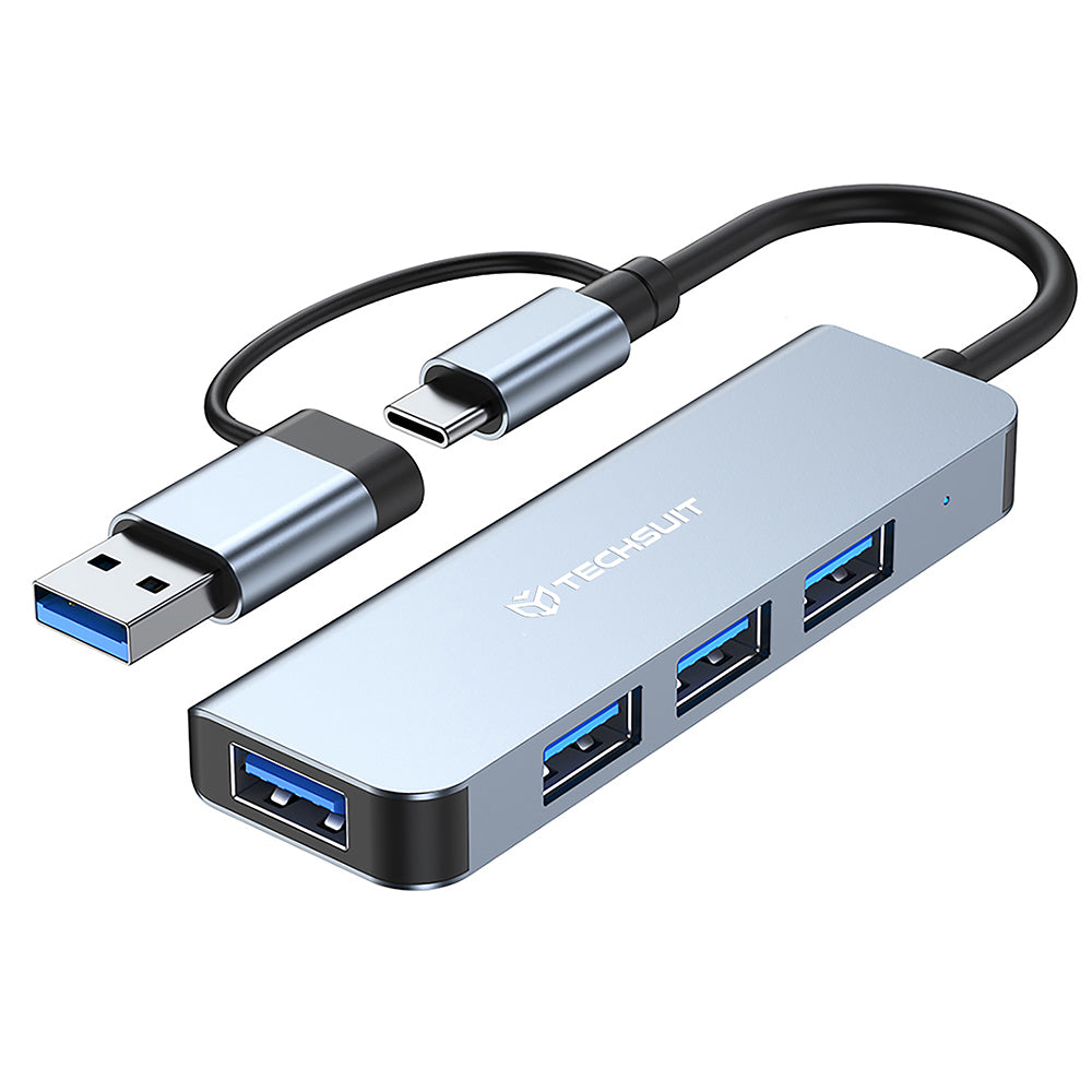Hub USB / USB-C Techsuit H8 DataBridge, 4in1, Grigio