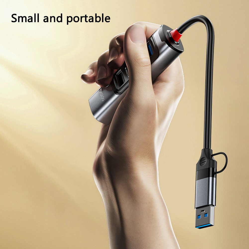 Hub USB / USB-C Yesido HB20, 5in1, Grigio