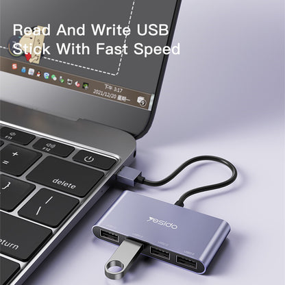 Hub USB Yesido HB12, 4in1, Grigio