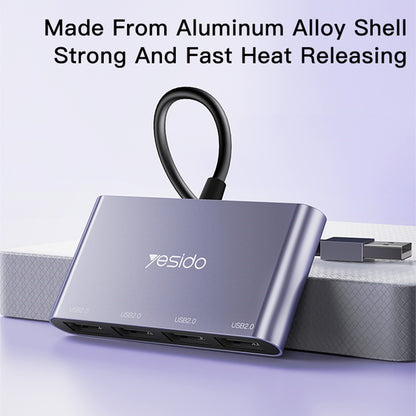 Hub USB Yesido HB12, 4in1, Grigio